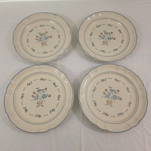 Cordella Bluet Hand Decorated 7 ¾” Stoneware Salad Luncheon Plates – Set of 4 - Picture 9 of 12